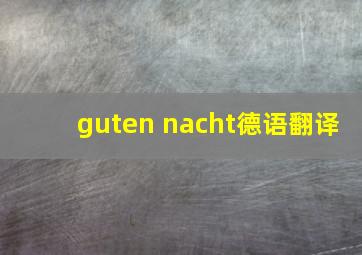 guten nacht德语翻译